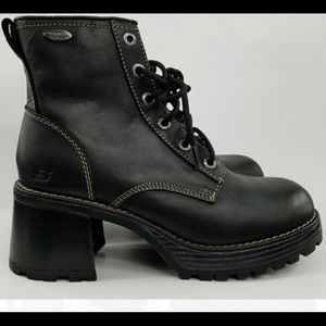 Sketchers plateau Mesa heel combat boot size 7.5